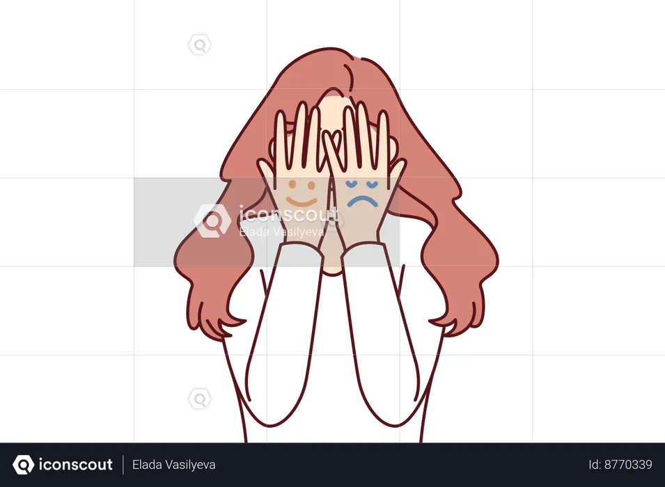 Woman is dealing with her different mood swings  Illustration