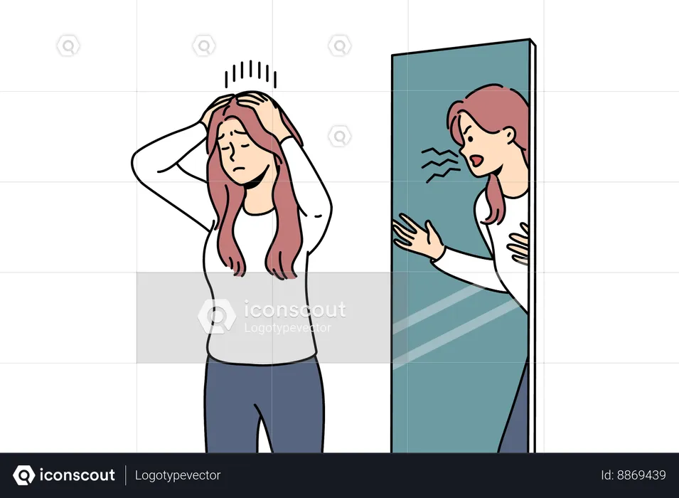 Woman is depressed internally  Illustration