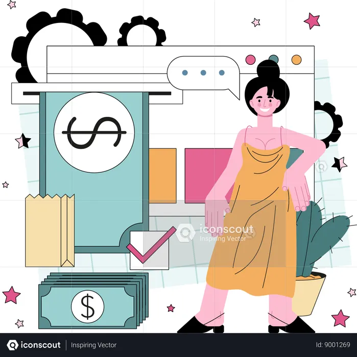 Woman is doing card payment  Illustration