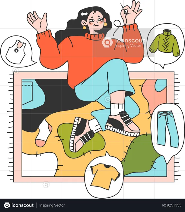 Woman is doing clothes recycling  Illustration