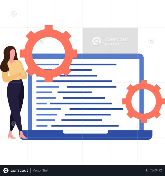 Woman is doing coding management  Illustration