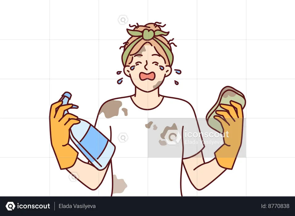 Woman is doing house cleaning  Illustration