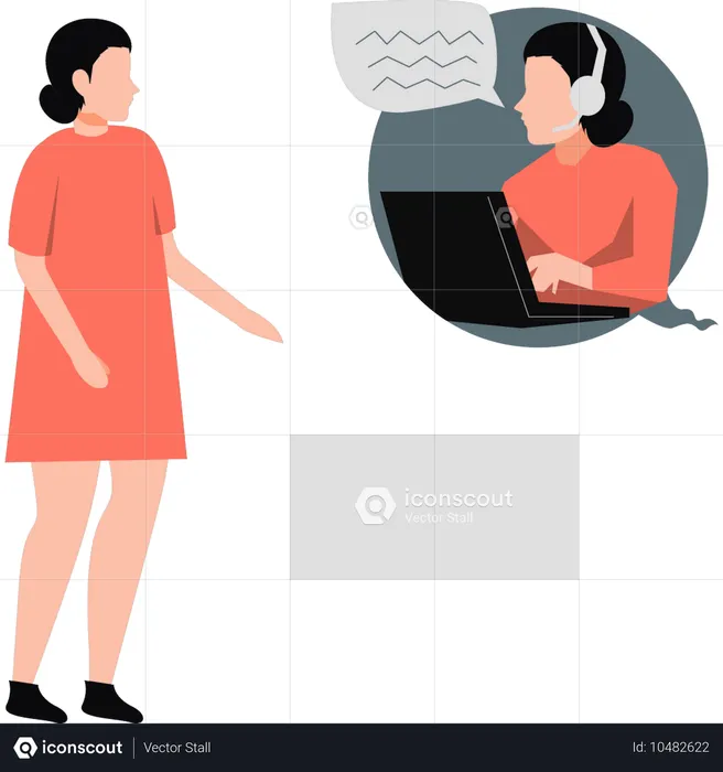 여성이 온라인 마케팅을 하고 있다  일러스트레이션