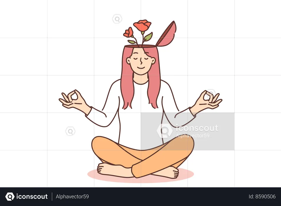 Woman is doing meditation  Illustration