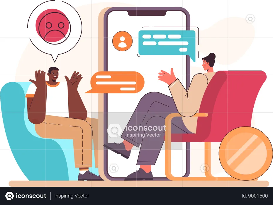 Woman is doing online chat  Illustration