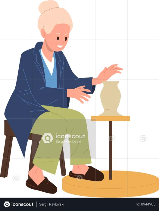 Woman is doing pottery  Illustration