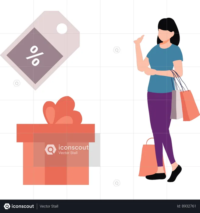 Woman is doing sale shopping  Illustration