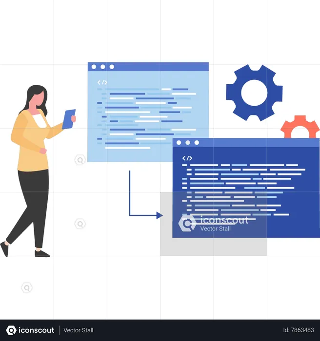 Woman is doing software programming  Illustration