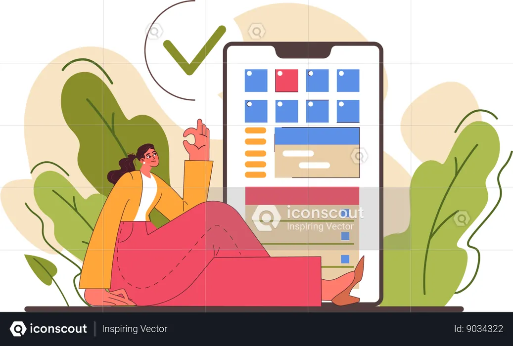 Woman is doing task verification  Illustration