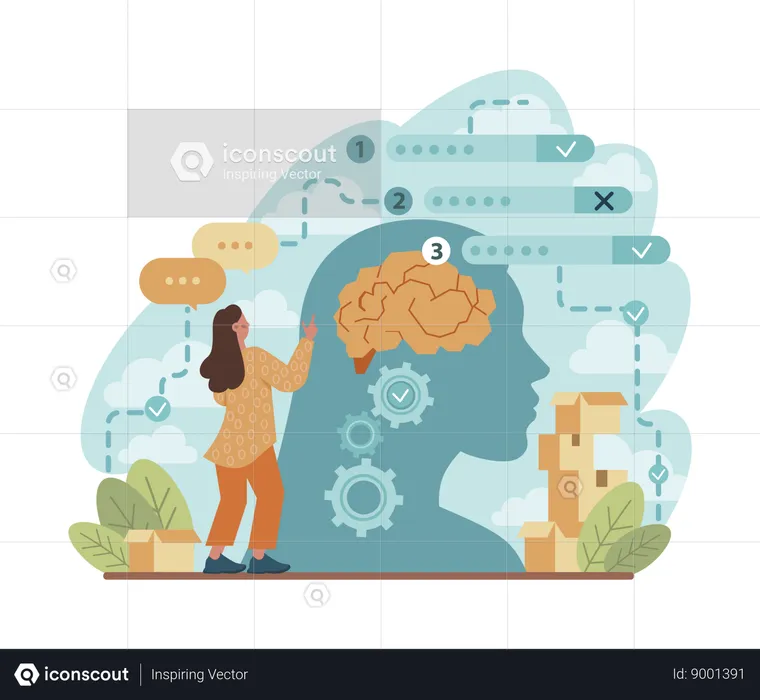 Woman is doing web development  Illustration