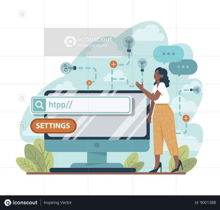 Woman is doing web monitoring  Illustration