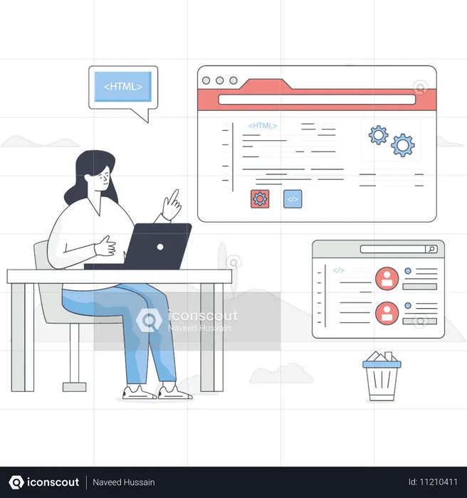 Woman is doing web setting  Illustration