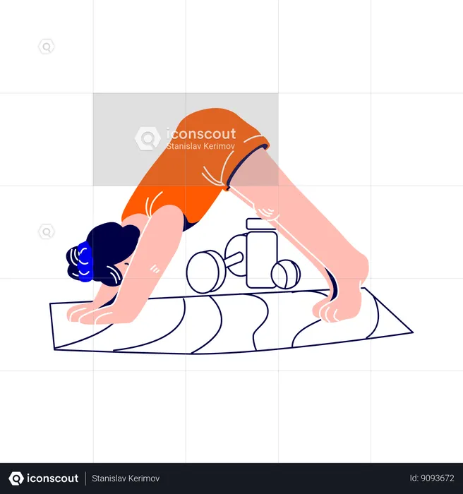 Woman is doing yoga at the fitness center  Illustration