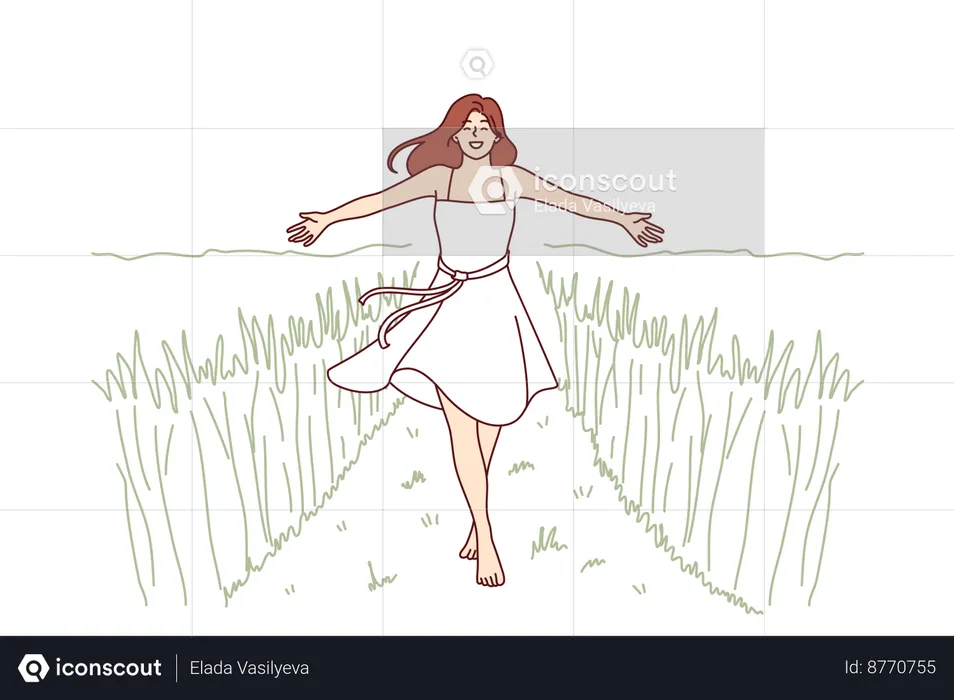 Woman is enjoying her freedom  Illustration