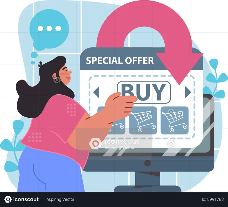 Woman is enjoying shopping sale  Illustration
