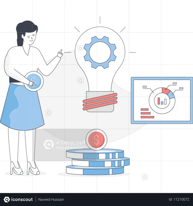 Woman is finding investment solution  Illustration