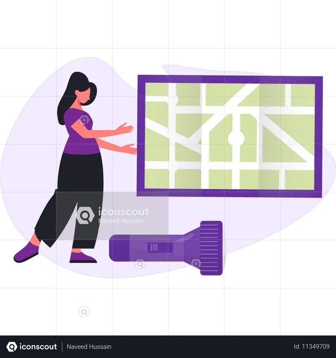 Woman is finding medical location  Illustration