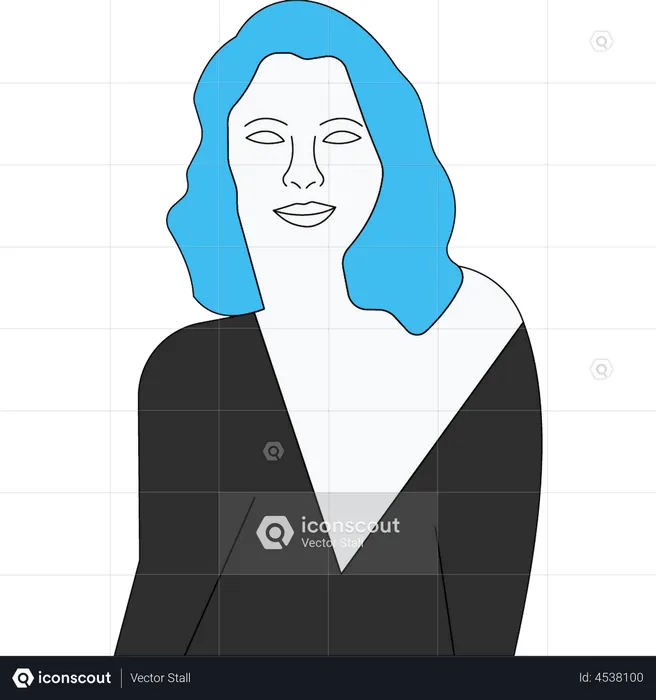 Woman is giving pose for portrait  Illustration