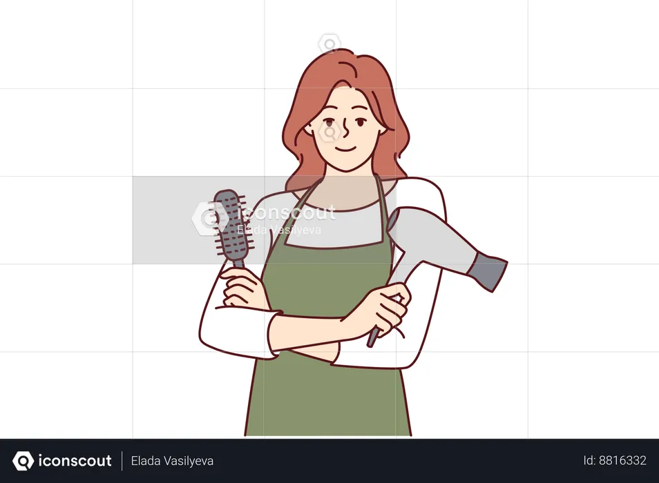 Woman is hairstylist  Illustration