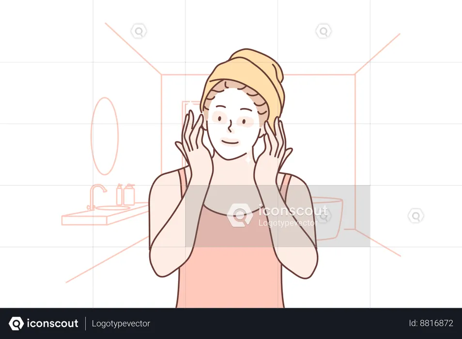 Woman is happy with facial treatment  Illustration