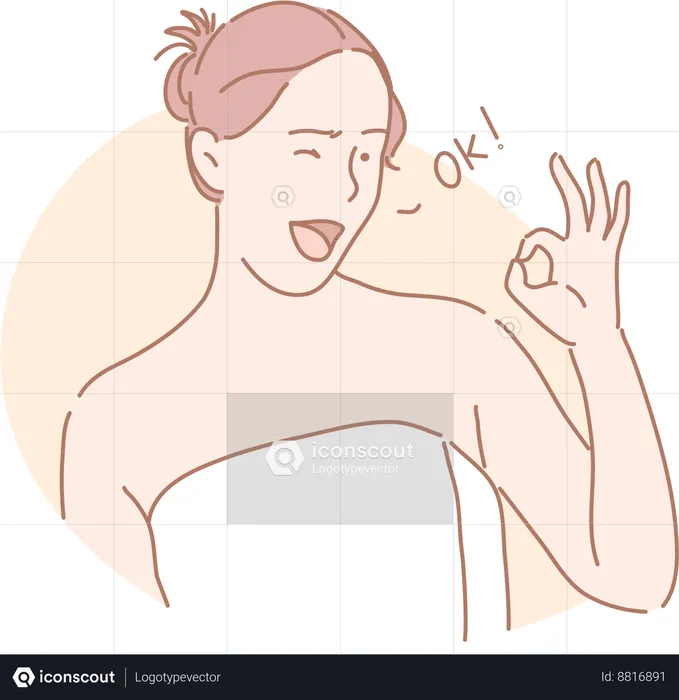 Woman is happy with skin treatment  Illustration