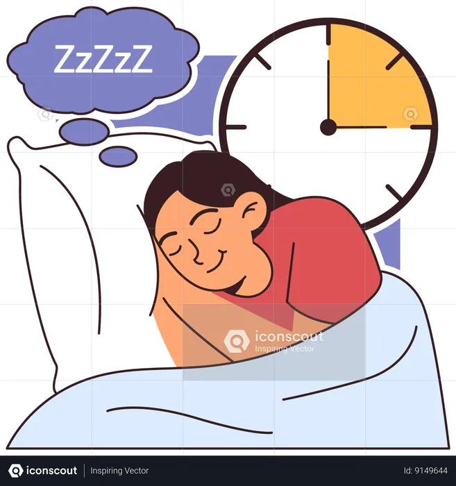 Woman is having relaxed sleep due to sleeping pills  Illustration