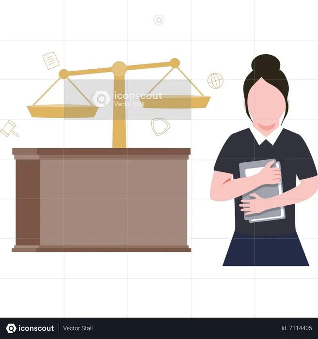 Woman is holding a law book  Illustration