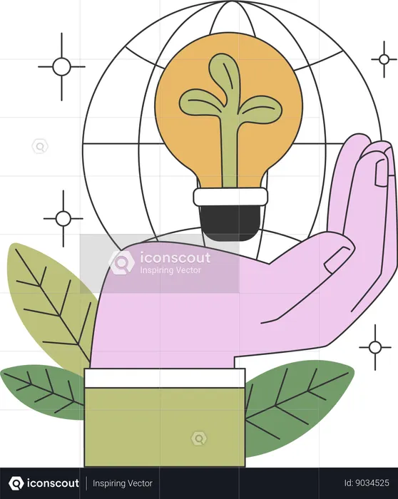 Woman is holding eco bulb  Illustration