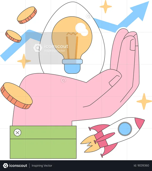 Woman is holding innovative bulb  Illustration