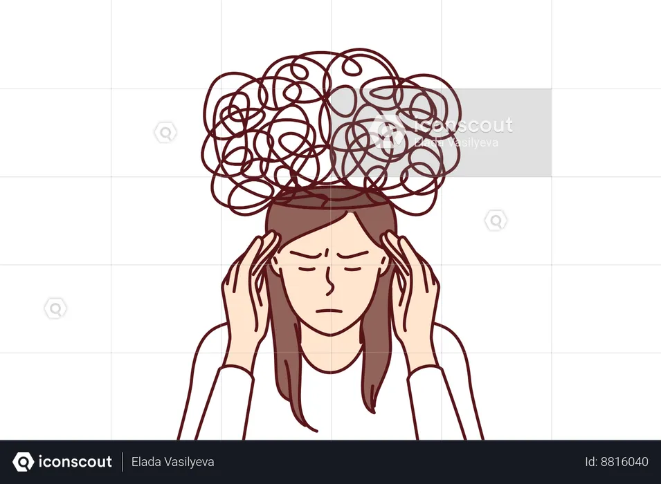 Woman is in total confusion  Illustration