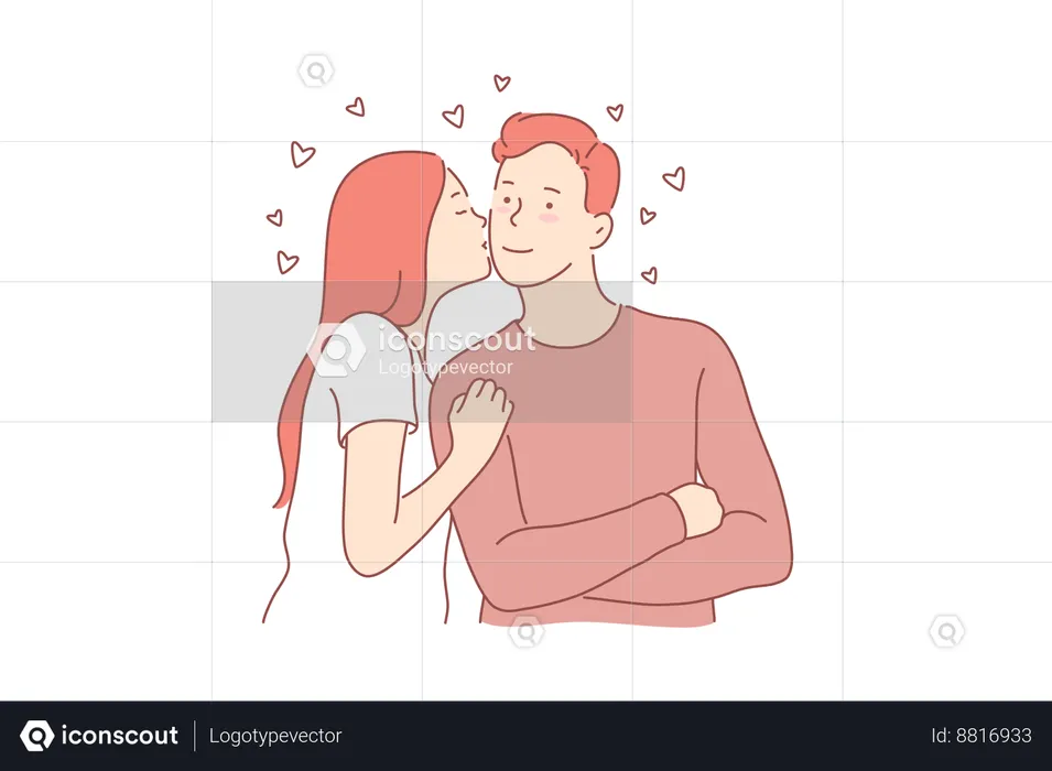 Woman is kissing his husband  Illustration