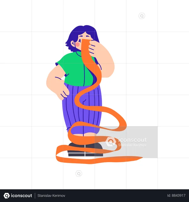 Woman Is Looking At A Long List  Illustration