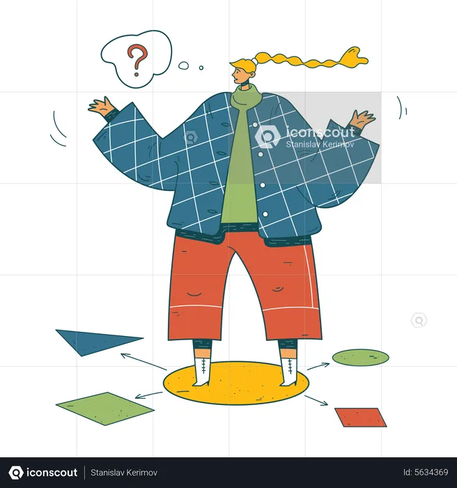 Woman is looking for a direction of strategy  Illustration