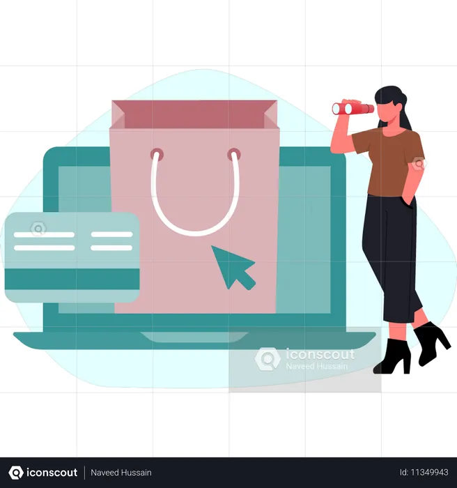 Woman is looking online shopping  Illustration