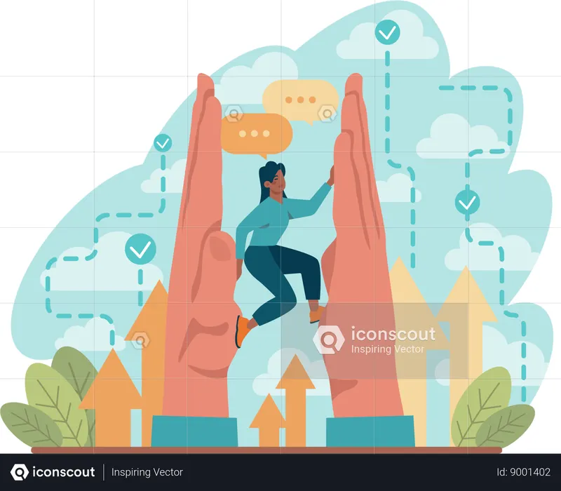 Woman is moving in career direction  Illustration