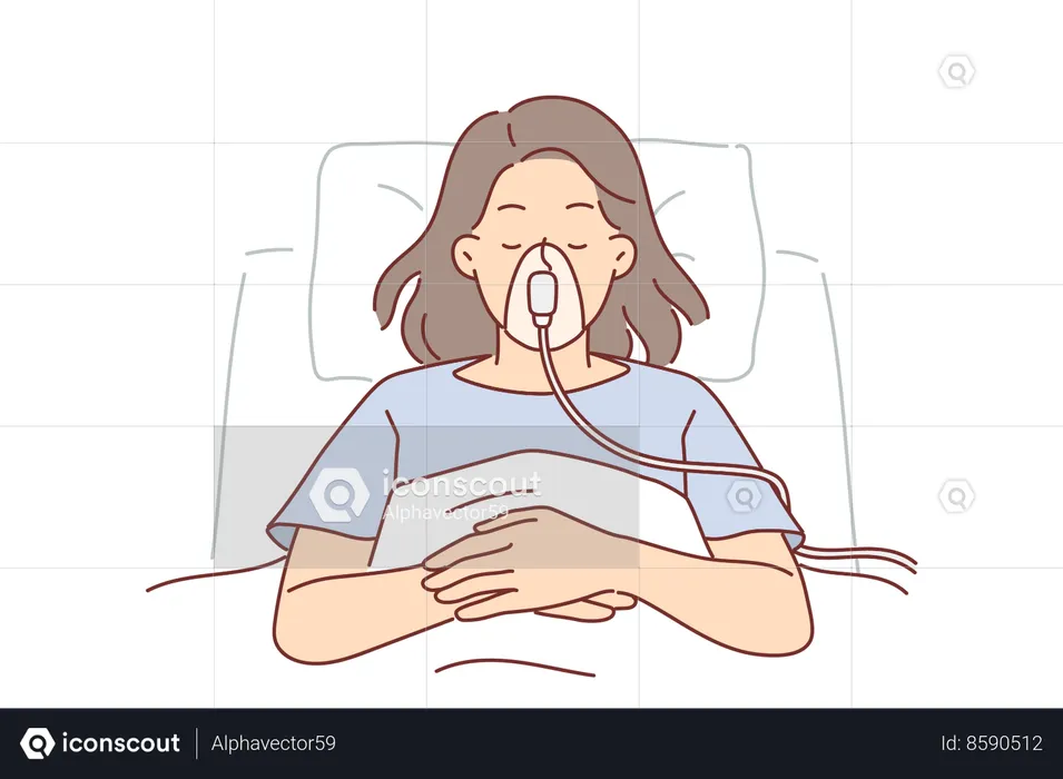Woman is on ventilator  Illustration