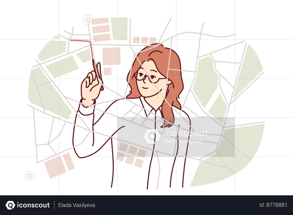 Woman is planning business strategy  Illustration