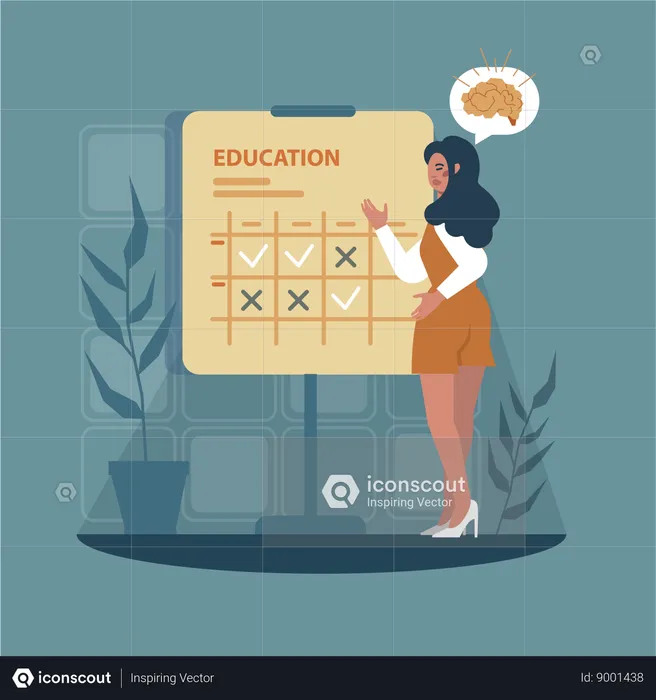 Woman is planning education schedule  Illustration