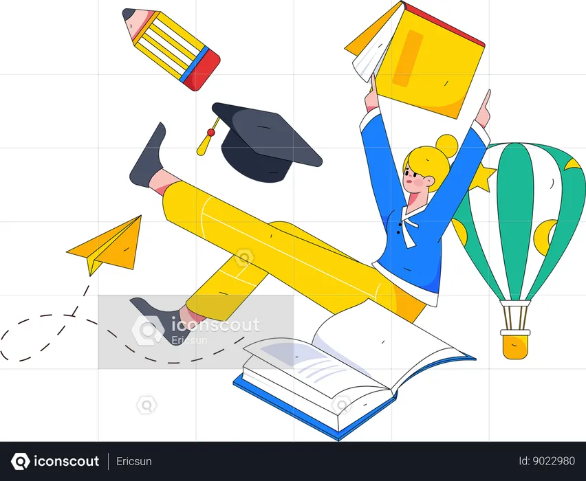 Woman is preparing for degree exam  Illustration