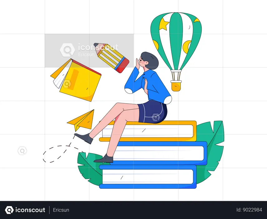 Woman is preparing for exam  Illustration