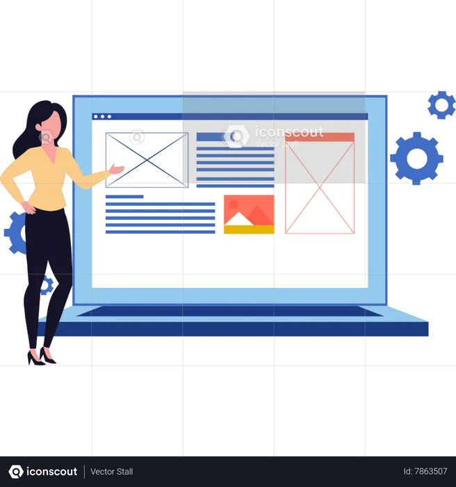 Woman is programming on a website  Illustration