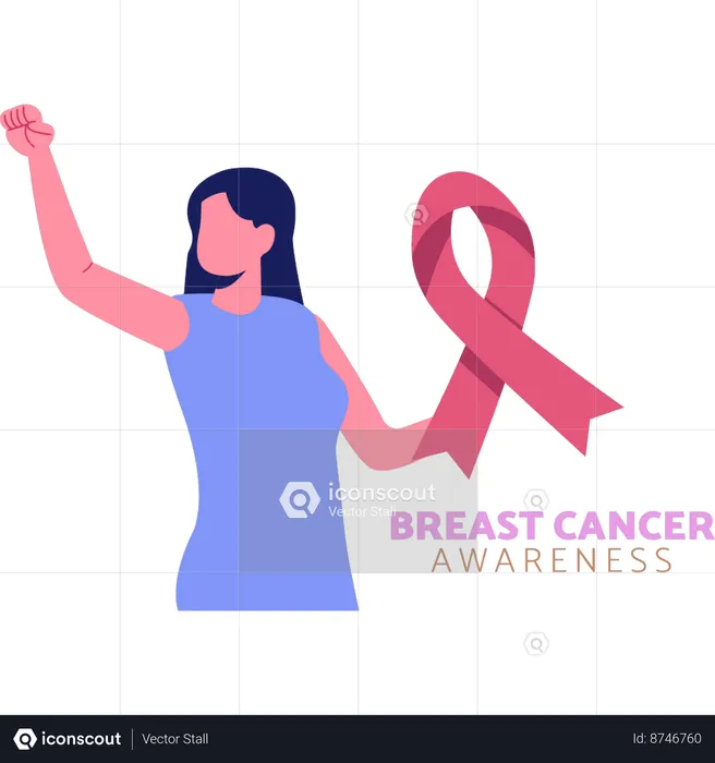 Woman is raising awareness about breast cancer  Illustration