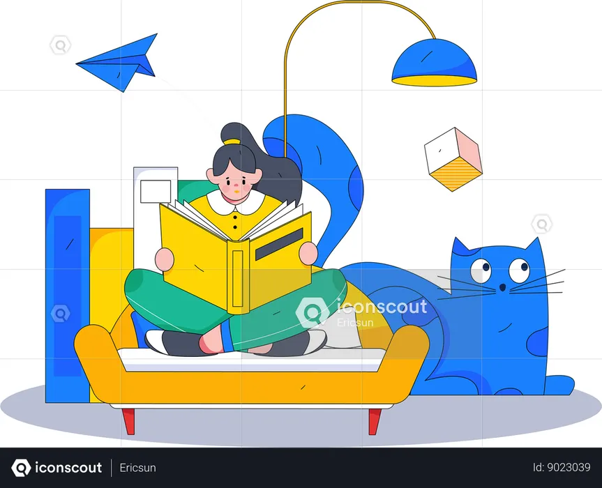Woman is reading book  Illustration