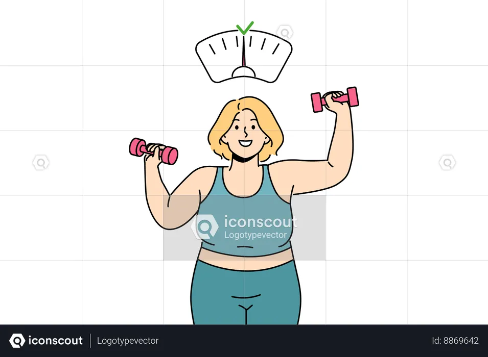 Woman is reducing her weight  Illustration