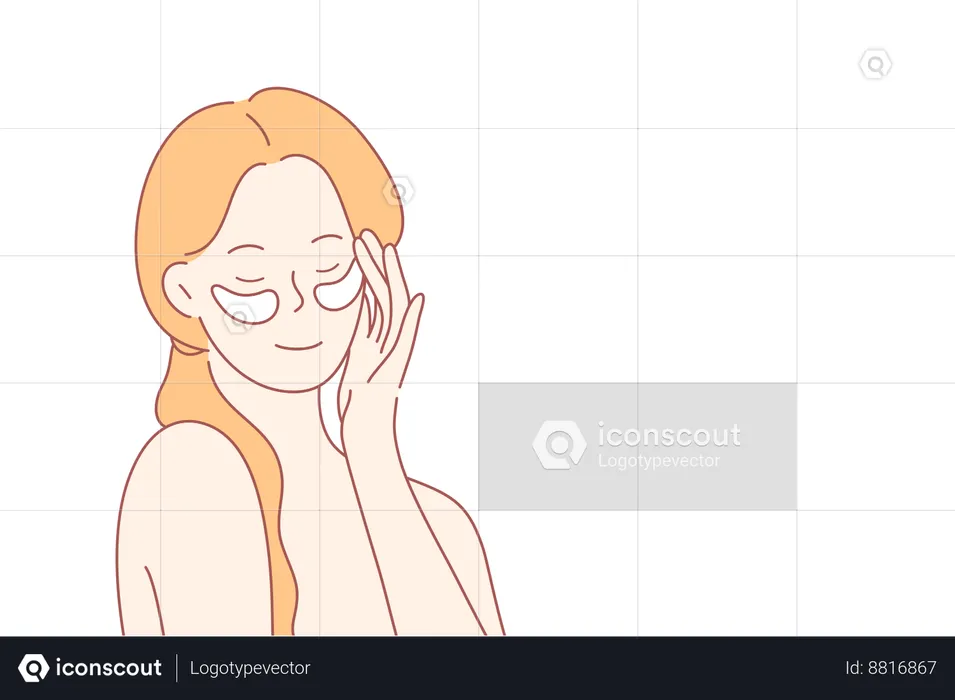 Woman is removing dark circles from face  Illustration