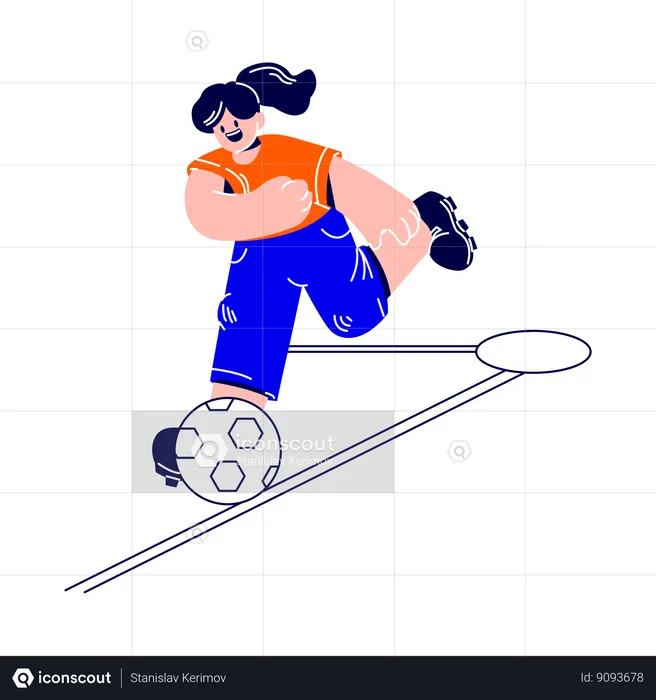 Woman is running fast with a soccer ball  Illustration
