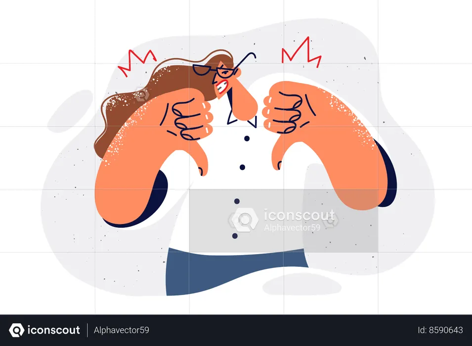 Woman is showing thumb down  Illustration