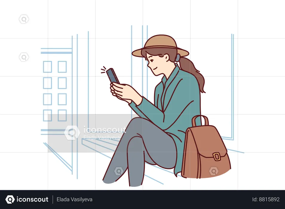 Woman is sitting idle  Illustration