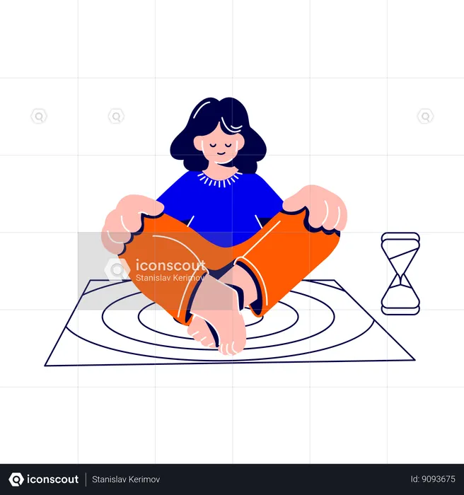 Woman is sitting on a yoga mat  Illustration