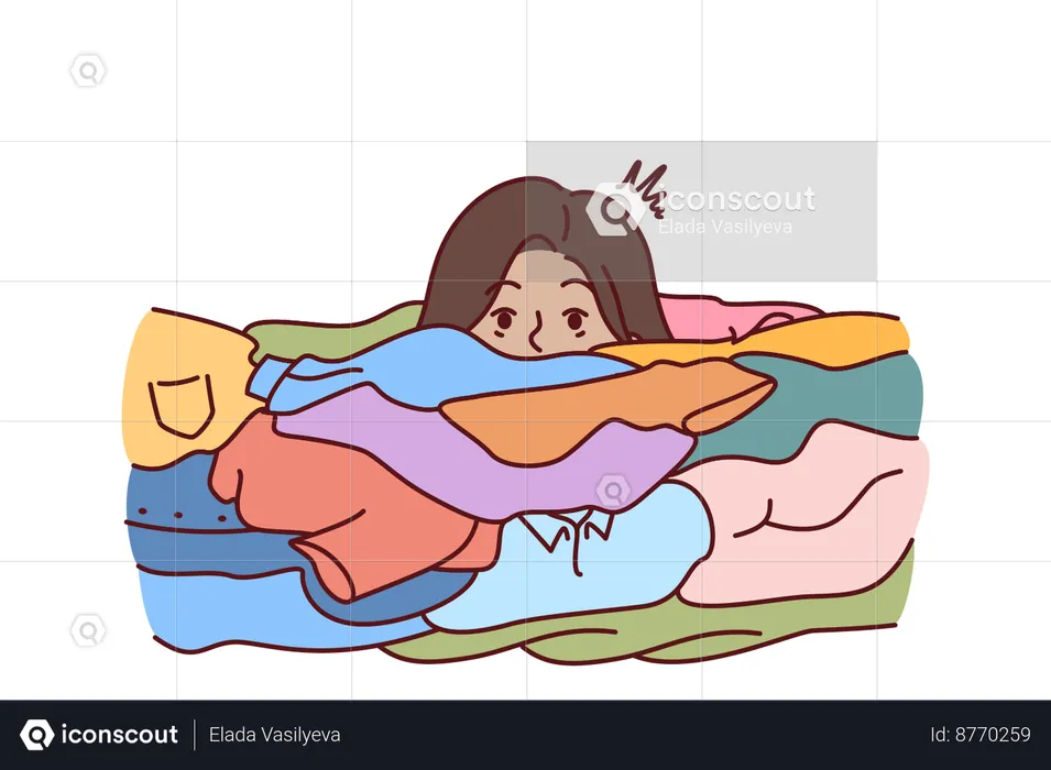 Woman is stuck in dirty clothes  Illustration